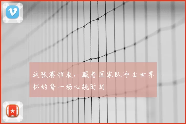 这张赛程表，藏着国家队冲击世界杯的每一场心跳时刻